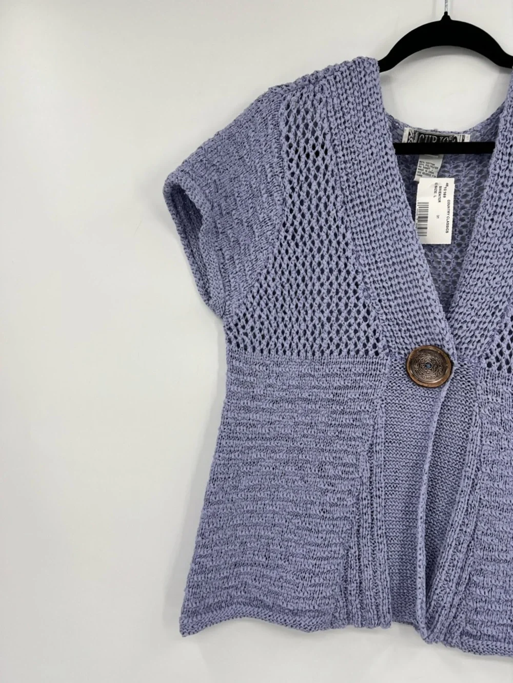 🆕 NWT CURIO Country Classics Cardigan Sweater Short Sleeve Knit Lavender Large